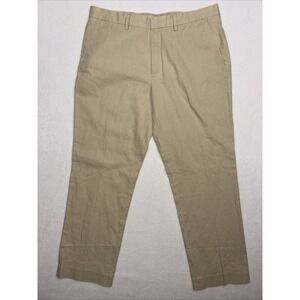 J Crew Pants Mens 36x30 Beige Straight Leg Linen Cotton Blend Chino Flat‎ Front